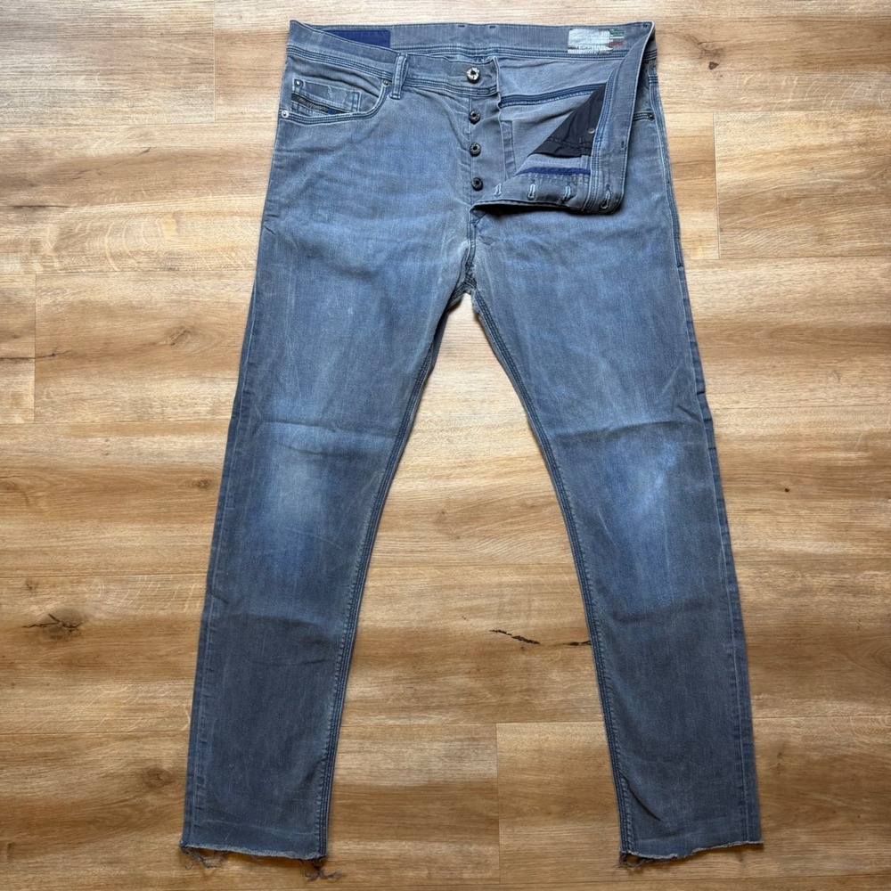 Diesel Tepphar Jeans Mens 33x29 Grey Slim Carrot Stretch Denim Made Italy 0857V